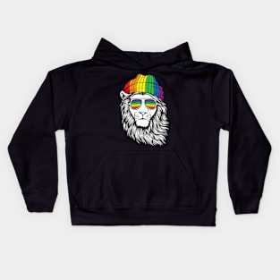 LGBT Lion Gay Pride LGBTQ Rainbow Flag Sunglasses Kids Hoodie